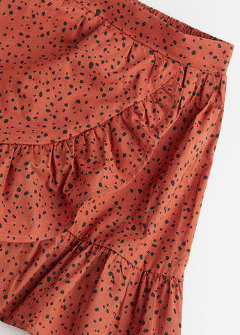 Терракотовая кэжуал леопардовая юбка H&M клешированная
