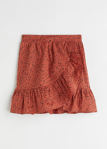 Терракотовая кэжуал леопардовая юбка H&M клешированная