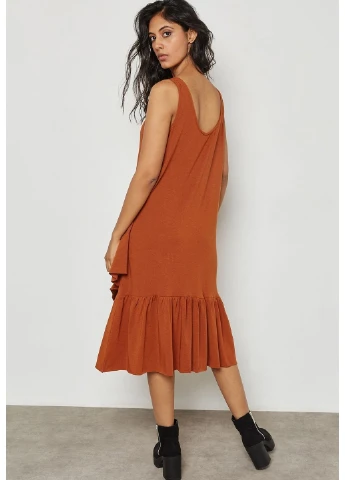 Коричневое кэжуал платье Mango однотонное