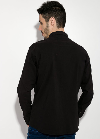 Черная классическая рубашка однотонная Time of Style с длинным рукавом