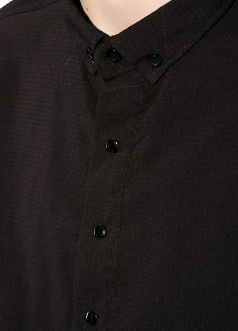 Черная классическая рубашка однотонная Time of Style с длинным рукавом