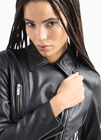 Черная демисезонная куртка косуха Armani Exchange