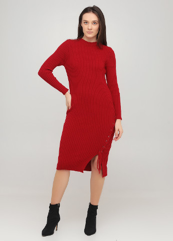 Красное кэжуал платье платье-свитер Park Hande однотонное