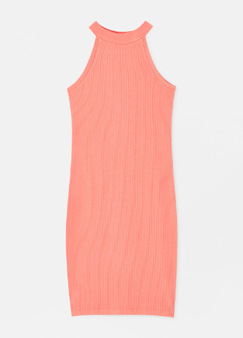 Коралловое кэжуал платье Pull & Bear однотонное