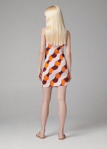 Комбинированное кэжуал платье с открытой спиной Sinsay с рисунком