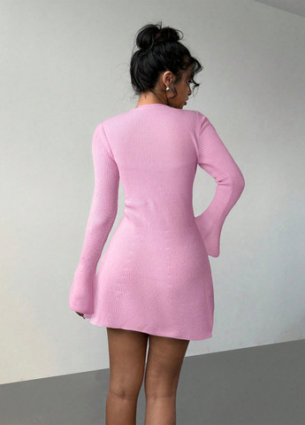 Світло-рожева святковий, кежуал сукня а-силует, сукня светр SHEIN однотонна