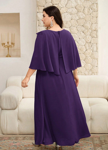 Фіолетова святковий сукня сукня-кейп, а-силует SHEIN однотонна