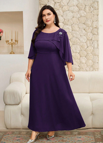 Фіолетова святковий сукня сукня-кейп, а-силует SHEIN однотонна