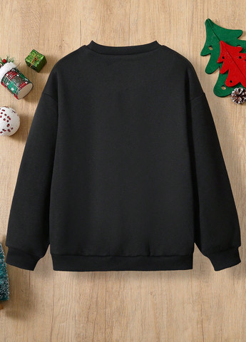 SHEIN свитшот новогодний черный кэжуал полиэстер