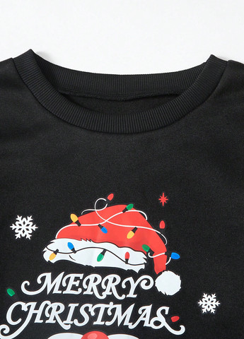 SHEIN свитшот новогодний черный кэжуал полиэстер