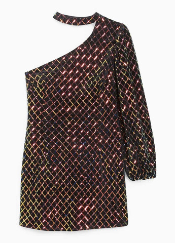 Черное коктейльное платье на одно плечо Clockhouse с геометрическим узором