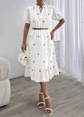 Білий святковий, кежуал сукня а-силует SHEIN з квітковим принтом