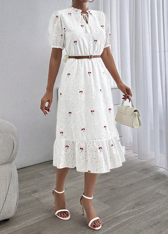 Білий святковий, кежуал сукня а-силует SHEIN з квітковим принтом