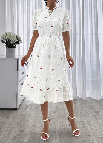 Білий святковий, кежуал сукня а-силует SHEIN з квітковим принтом