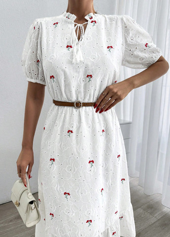 Білий святковий, кежуал сукня а-силует SHEIN з квітковим принтом