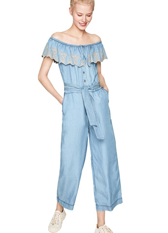 Комбинезон Pepe Jeans комбинезон-брюки однотонный голубой денил лиоцелл