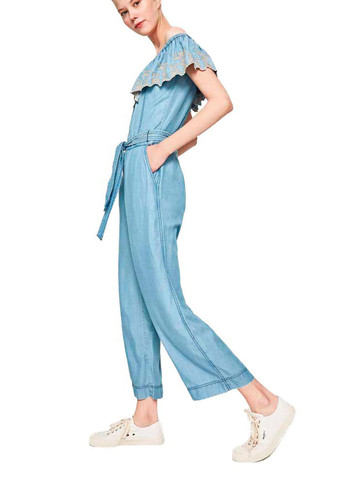 Комбинезон Pepe Jeans комбинезон-брюки однотонный голубой денил лиоцелл