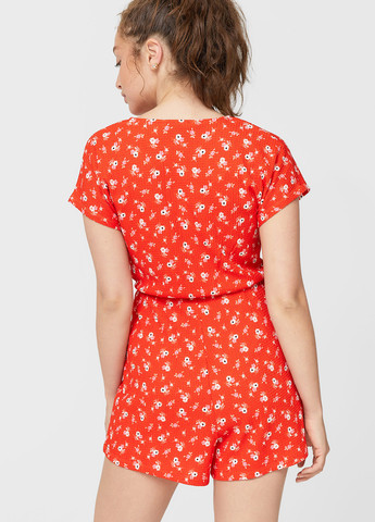 Комбинезон Stradivarius комбинезон-шорты цветочный красный кэжуал полиэстер
