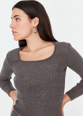 Темно-коричнева кежуал сукня силуетна Trendyol меланжева