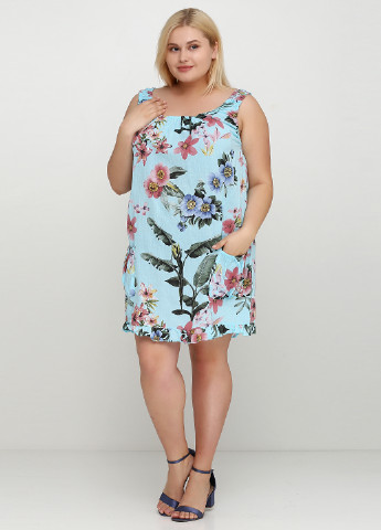 Голубое кэжуал платье Moda с цветочным принтом