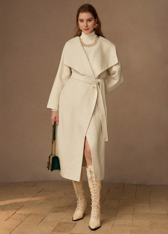 Кремове зимнє Пальто однобортне SHEIN