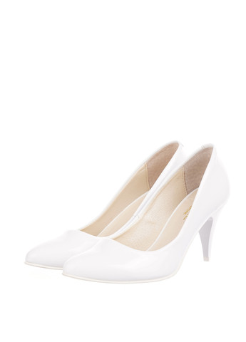 Белые женские кэжуал туфли на среднем каблуке - фото