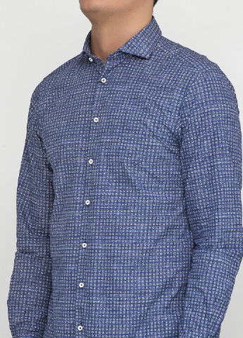 Голубой кэжуал рубашка с орнаментом Benvenuto с длинным рукавом