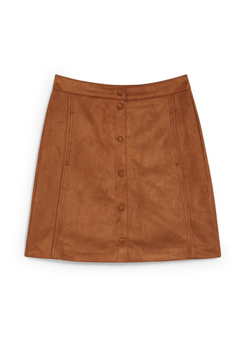 Коричневая кэжуал однотонная юбка C&A а-силуэта (трапеция)