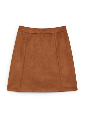 Коричневая кэжуал однотонная юбка C&A а-силуэта (трапеция)