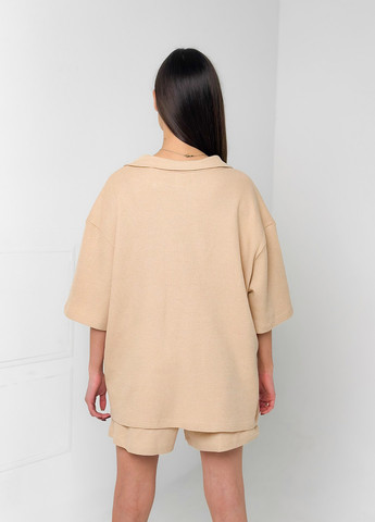 Бежевая всесезон пижама (рубашка, шорты) рубашка + шорты Kari Shop Atelier