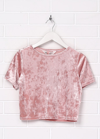 Розовая однотонная блузка с коротким рукавом H&M летняя