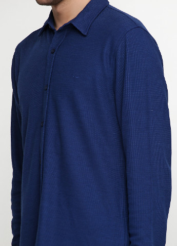 Синяя кэжуал рубашка однотонная LTB с длинным рукавом