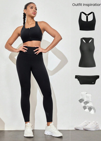 Черные демисезонные леггинсы SHEIN