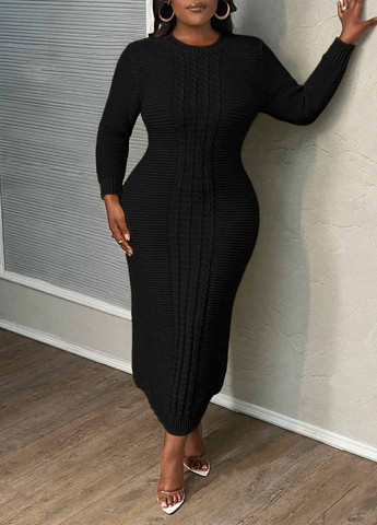 Чорна кежуал сукня сукня светр SHEIN однотонна