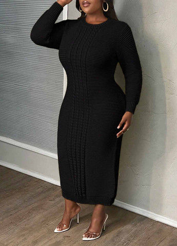 Чорна кежуал сукня сукня светр SHEIN однотонна