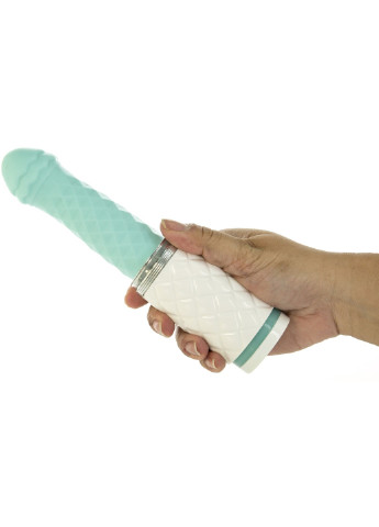 Розкішний вібратор-пульсатор з присоскою - Feisty Thrusting Vibrator Teal Pillow Talk (254734187)