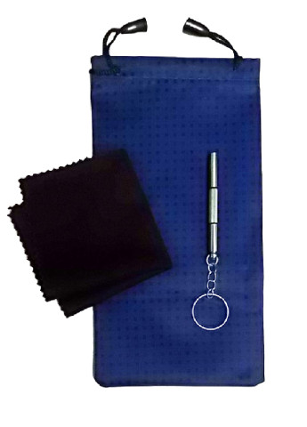 Набор для ухода за очками A&Co. мешочек клетка синий текстиль