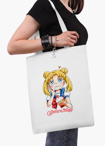 Эко сумка шоппер белая Сейлор Мун (Sailor Moon) (9227-2917-WT-2) экосумка шопер 41*35 см MobiPrint (224806140)