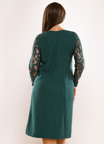 Темно-зелена кежуал сукня коротка Lady Style з абстрактним візерунком