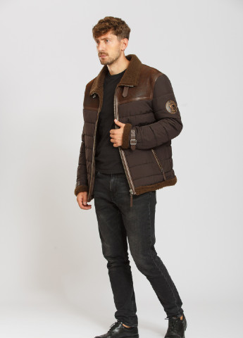 Коричнева зимня куртка - дублянка коричневий Cvk brand