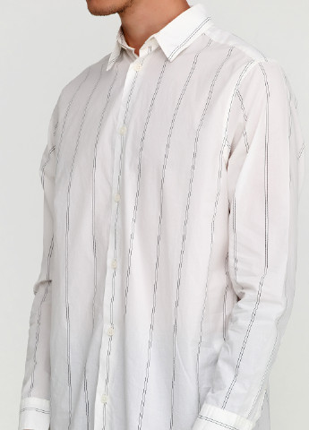 Белая кэжуал рубашка в полоску H&M с длинным рукавом