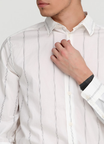 Белая кэжуал рубашка в полоску H&M с длинным рукавом