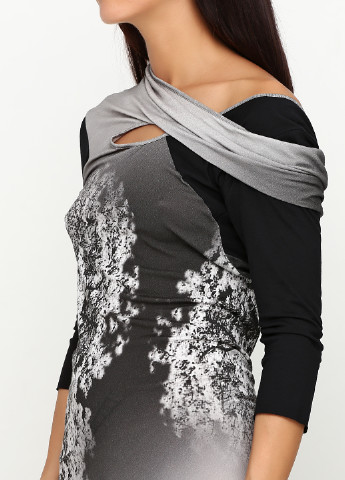 Грифельно-серое кэжуал платье Oblique с абстрактным узором