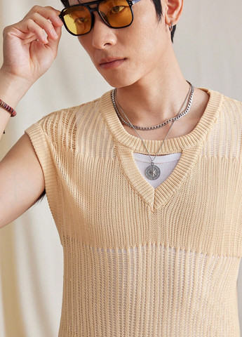 Бежевий літній светр пуловер SHEIN