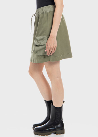 Оливковая (хаки) кэжуал однотонная юбка Replay карго