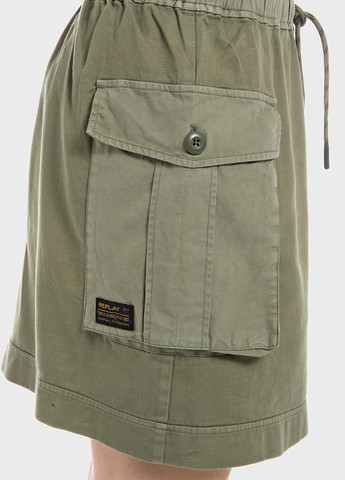 Оливковая (хаки) кэжуал однотонная юбка Replay карго