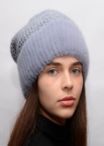 Женская зимняя норковая вязаная шапка с бубоном Меховой Стиль соты (199007407)