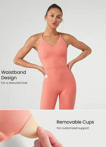 Комбінезон SHEIN комбінезон-брюки однотонний персиковий спортивний поліамід