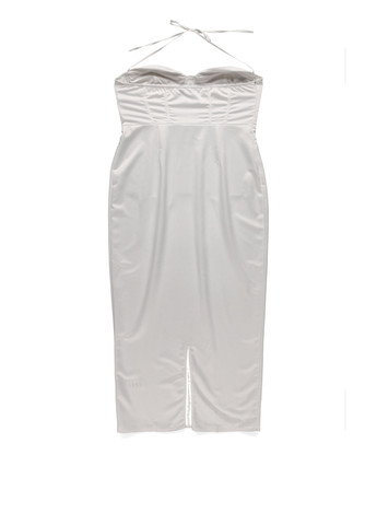 Белое вечернее, кэжуал платье с корсетом PrettyLittleThing однотонное