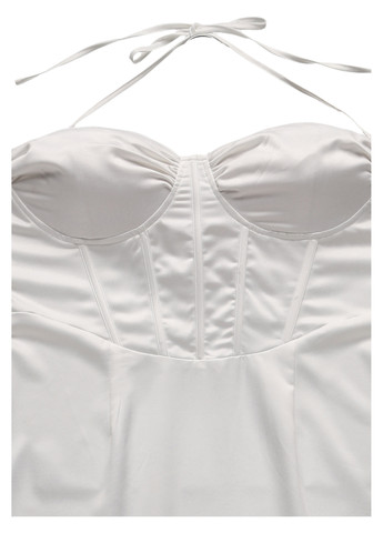 Белое вечернее, кэжуал платье с корсетом PrettyLittleThing однотонное